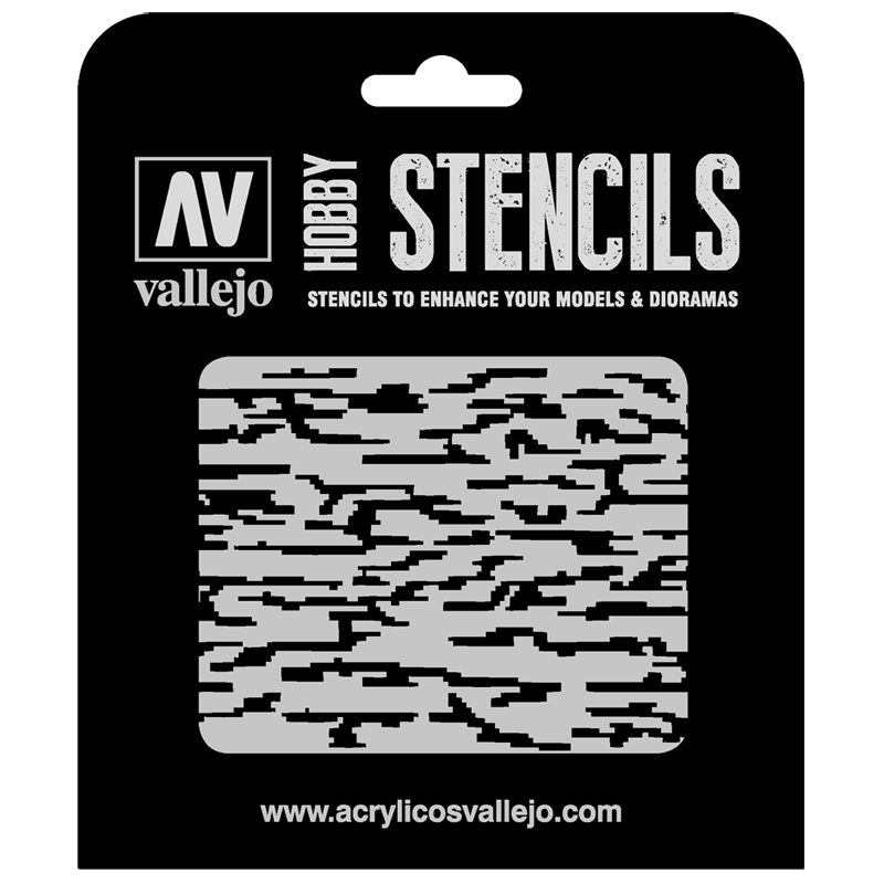 ST-CAM004 Vallejo Hobby Stencils - Pixelated Modern Camo, 1/35 Scale
