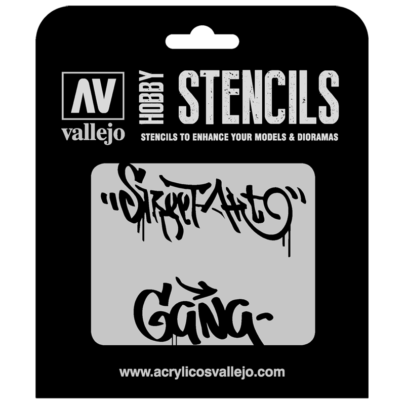 ST-LET004 Vallejo Hobby Stencils - Street Art no. 2, 1/35 Scale