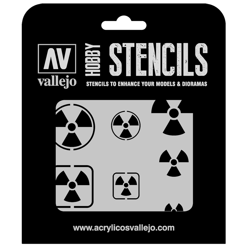 ST-SF005 Vallejo Hobby Stencils - Radioactivity Signs, 1/35 Scale