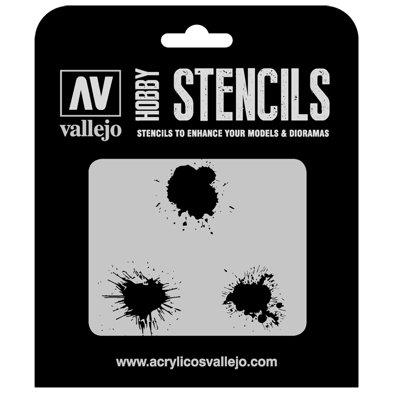 ST-TX005 Vallejo Hobby Stencils - Paint Stains, 1/35 Scale